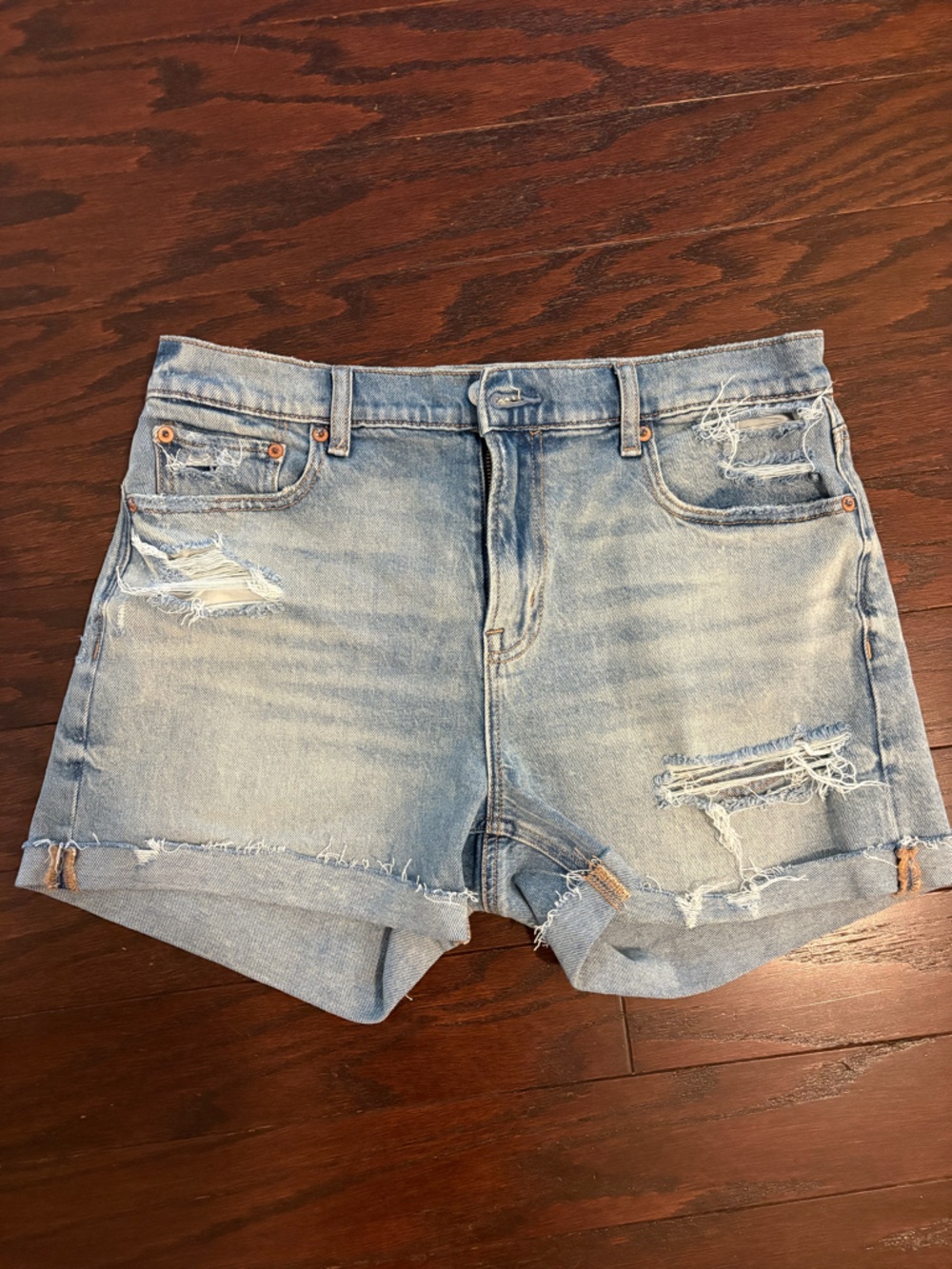 American Eagle Outfitters Light Blue Distressed Denim Shorts